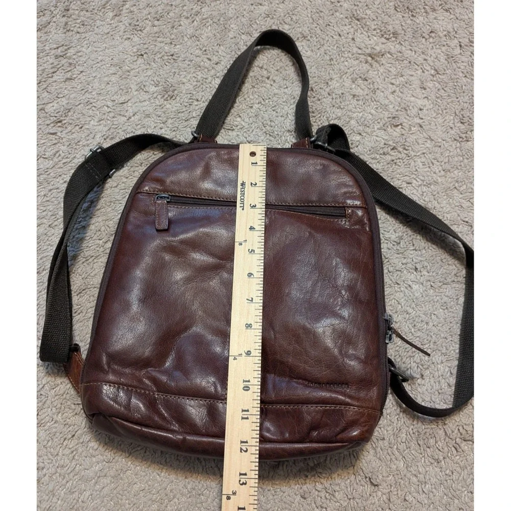 Jack Georges Voyager Convertible Backpack Crossbody Bag Brown Leather 12